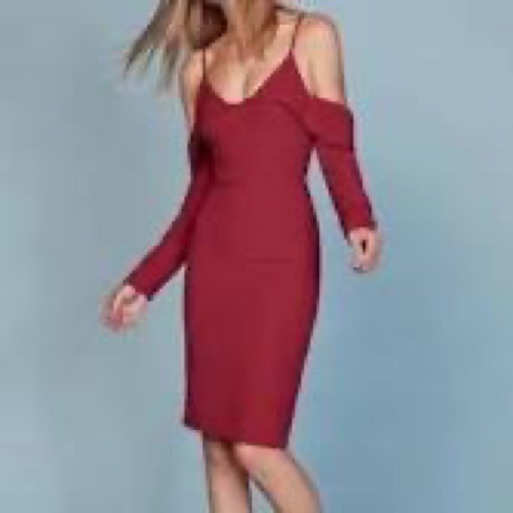 Reformation Dresses & Skirts - Reformation Friday Cold Shoulder Long Sleeve Midi Dress Cherry Red Size 8